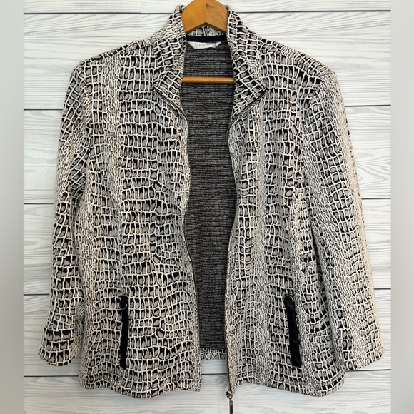 ERIN LONDON Lightweight Zip Up Jacket Cardigan Semi Snakeskin Pattern - Size XL - Picture 2 of 12
